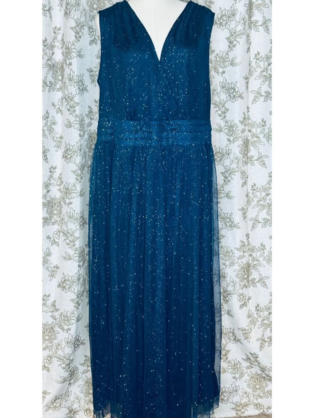 NWT Sparkly Navy Maxi Dress 1X Formal Hoco Whimsigoth Fairygrunge Celestial Prom
